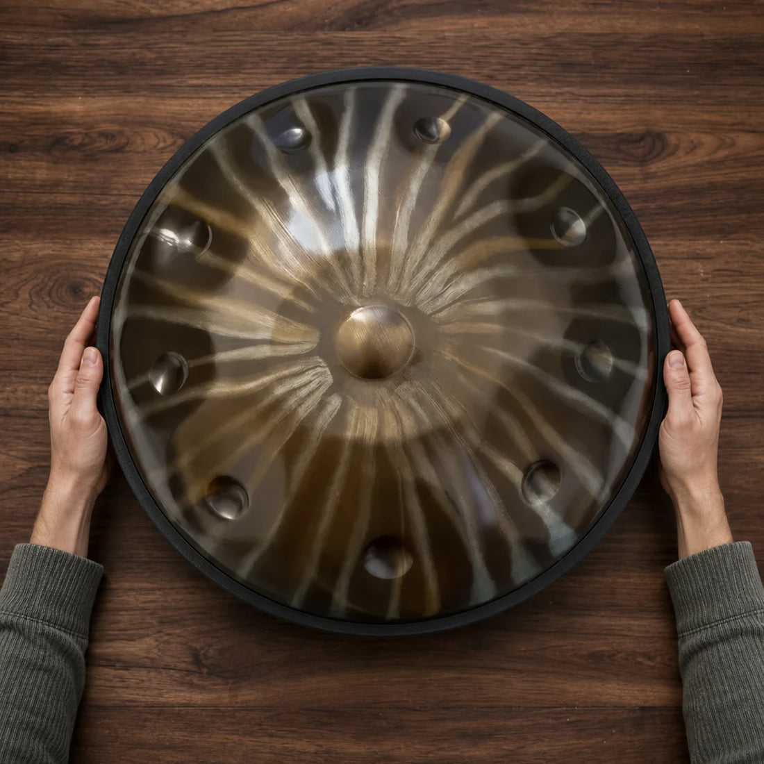 Handpan Kurd D Minor 9-12 Notes - Nitrided Steel, Hand-Engraved