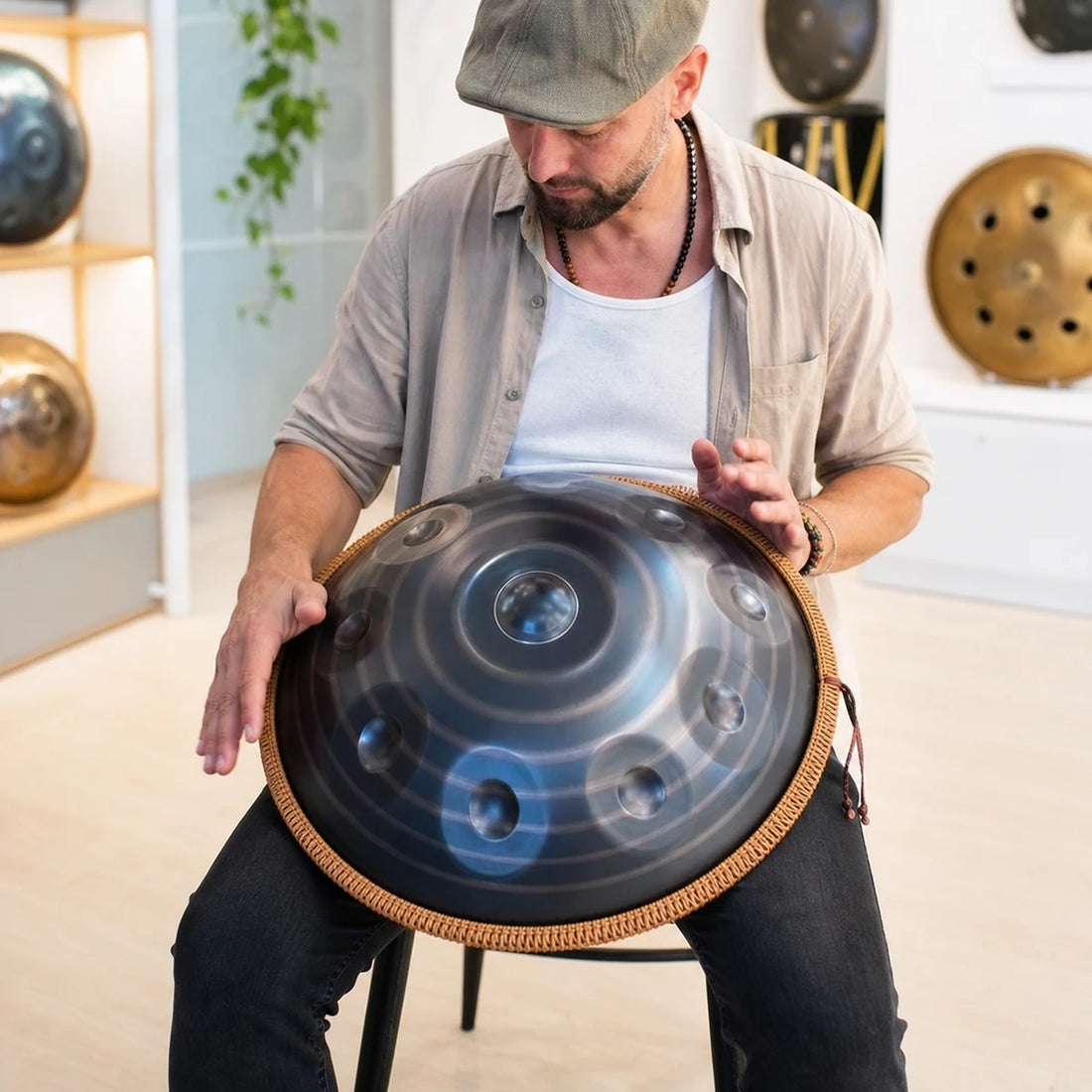 Handpan D-Moll 9–12 Noten – Edelstahl & nitrierter Stahl