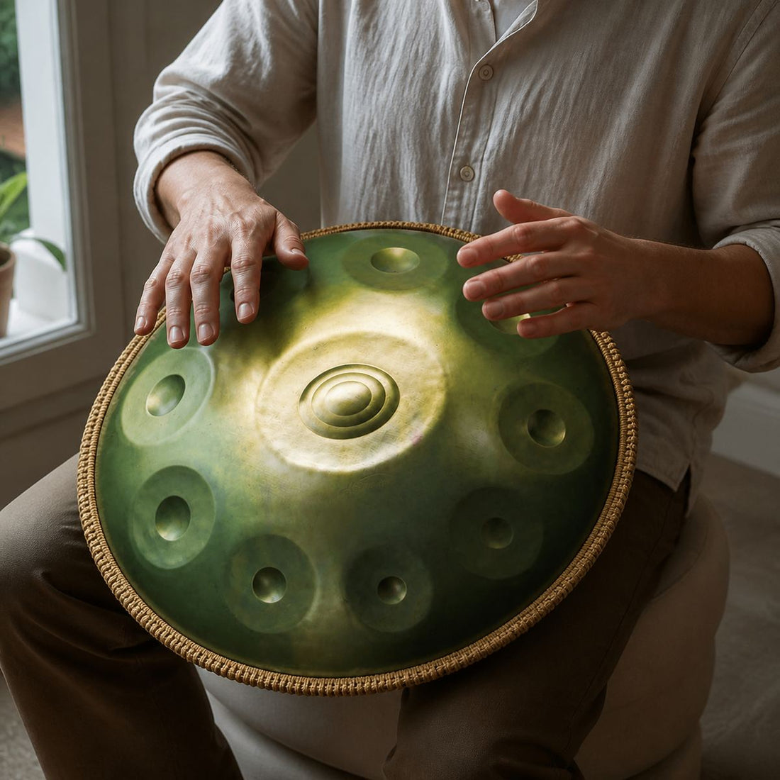 Handpan Emerald D-Moll 10 Noten – Grün