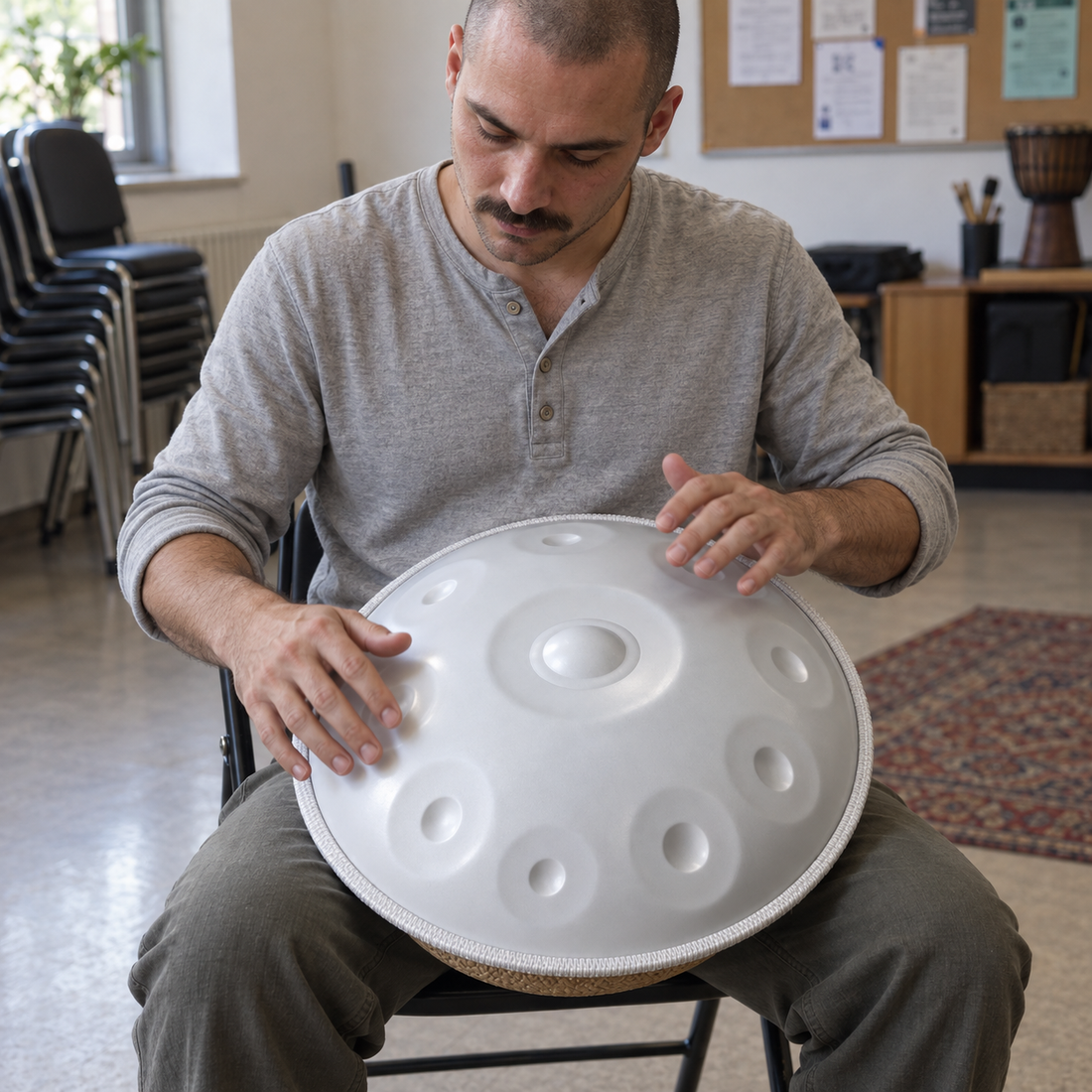 Handpan Classic Kurd oder Amara D-Moll 9–12 Noten – Weiß