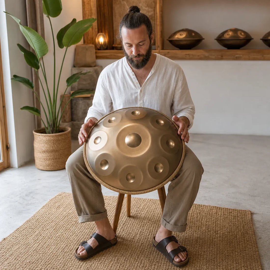 Handpan D Minor 9 Notes - Stainless Steel, Hand-Tuned
