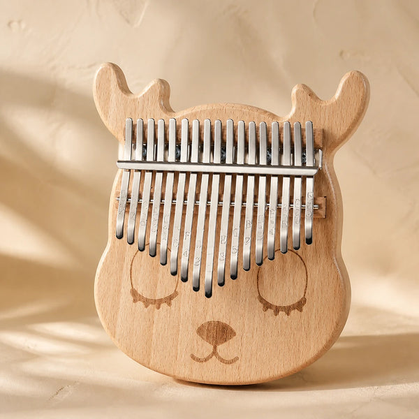 Kalimba 17 Tasten - Akazienholz, Hirsch-Design - 01 Hauptansicht