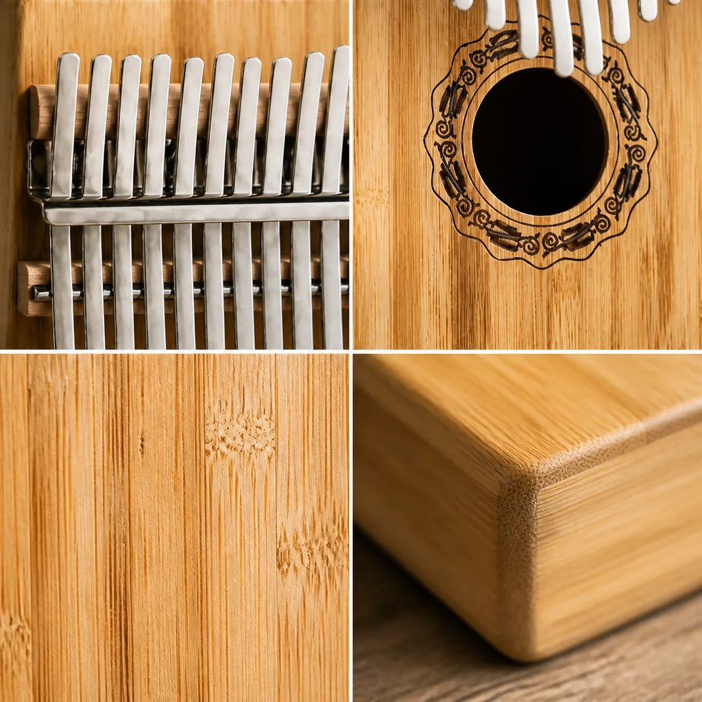 Kalimba 17 Tasten - Bambus, Massivholz - 04 Details