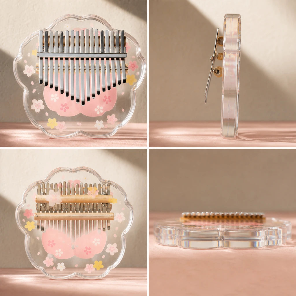 Kalimba 17 Tasten - Acryl, Design-Edition - 03 technische Ansichten