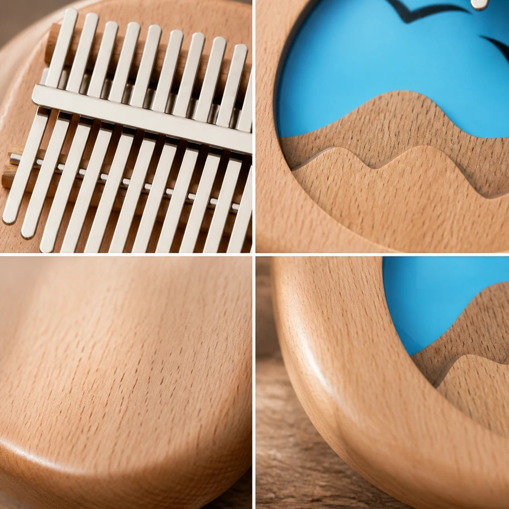 Kalimba 17 Tasten - Buchenholz & Epoxidharz - 04 Details