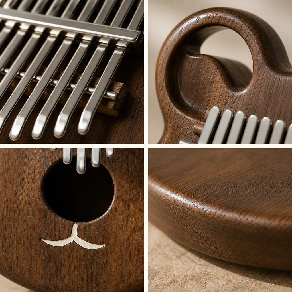 Kalimba 17 Tasten - Walnussholz, Massivholz - 04 Details