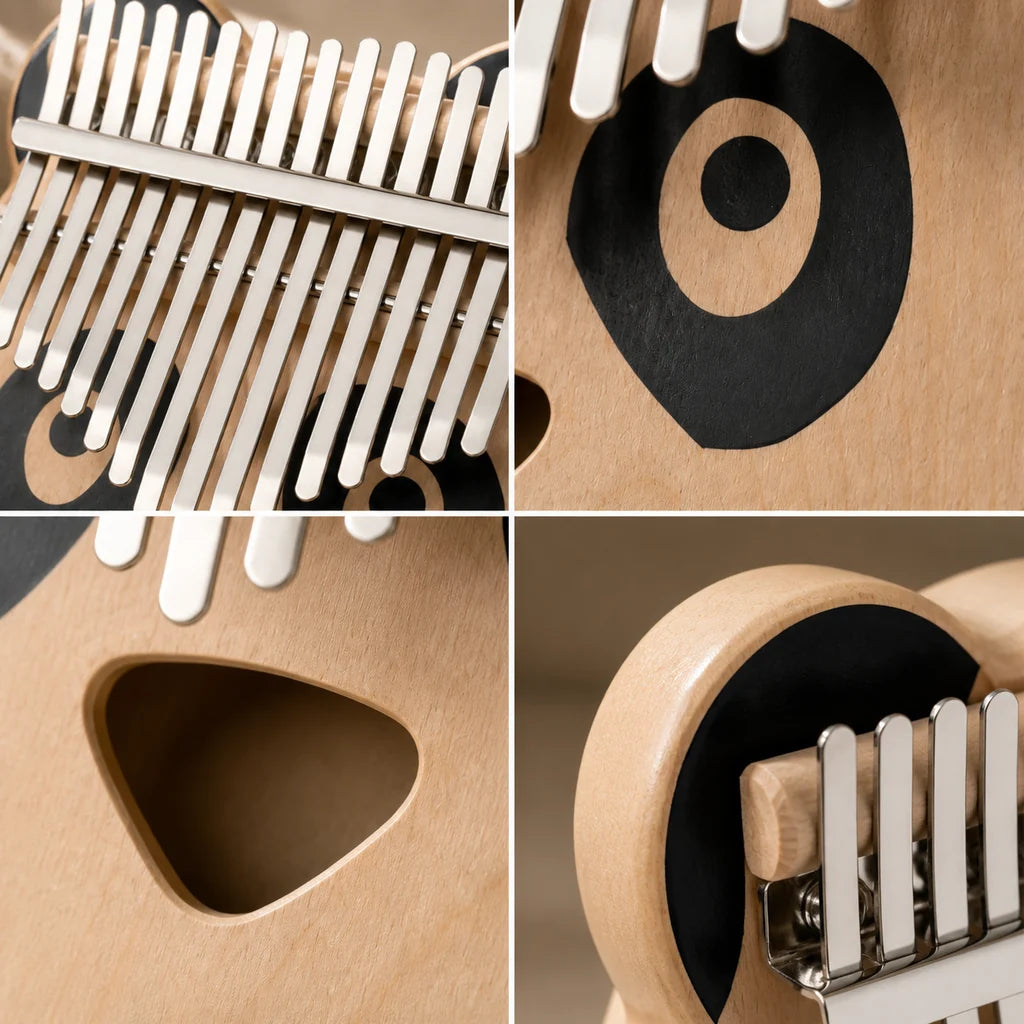 Kalimba 17 Tasten - Ahornholz, Panda-Design - 04 Details