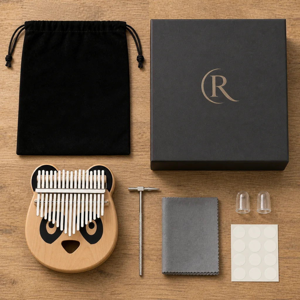 Kalimba 17 Tasten - Ahornholz, Panda-Design - 05 Lieferumfang