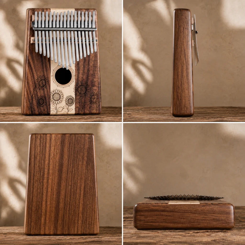 Kalimba 17 Tasten - Akazienholz, Mbira Style - 03 technische Ansichten
