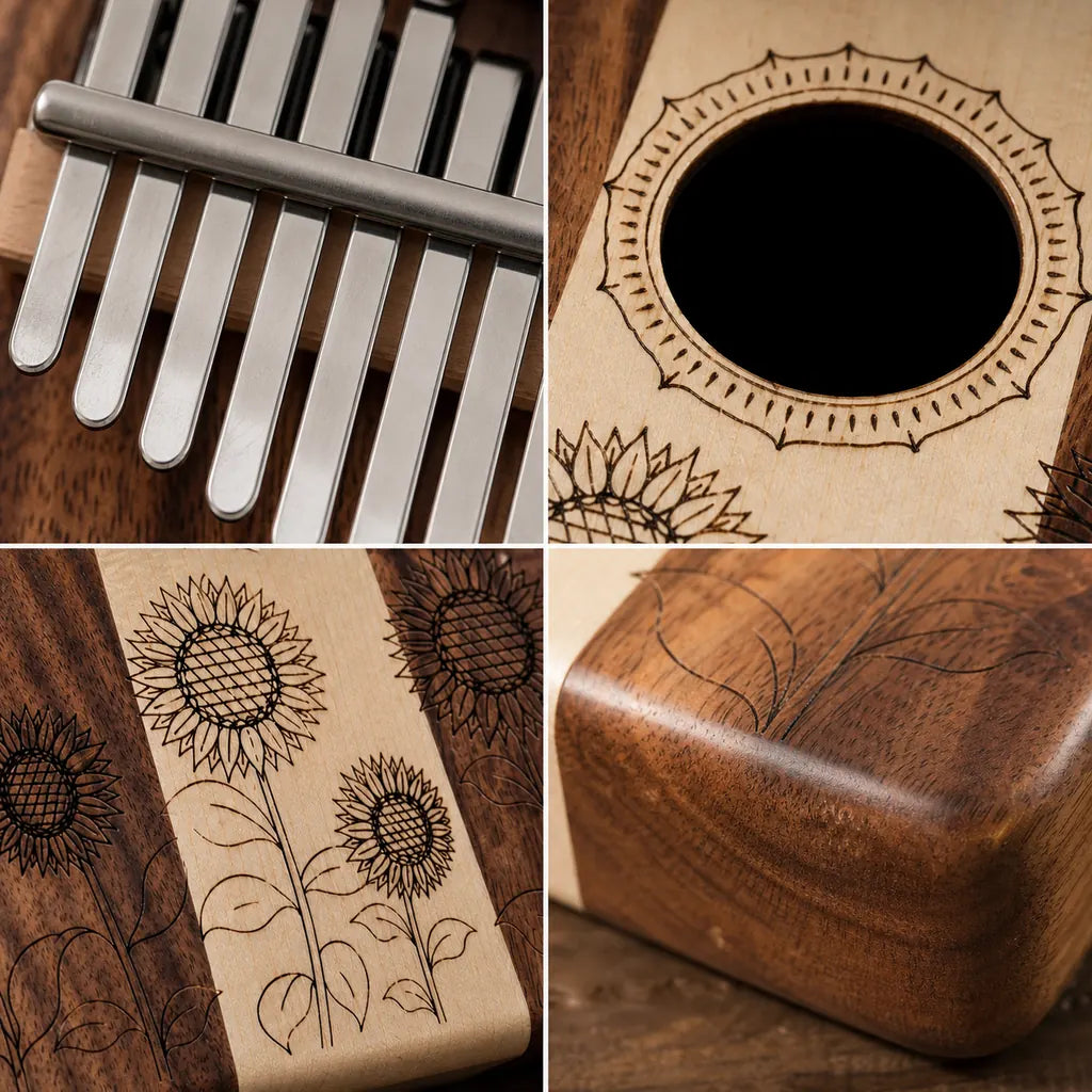Kalimba 17 Tasten - Akazienholz, Mbira Style - 04 Details