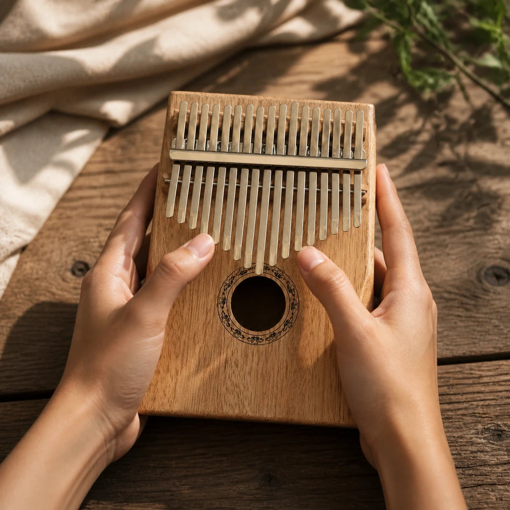 Kalimba 17 Tasten - Mahagoni, mit Resonanzkammer - 02 Anwendung