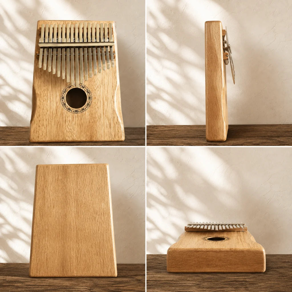 Kalimba 17 Tasten - Mahagoni, mit Resonanzkammer - 03 technische Ansichten
