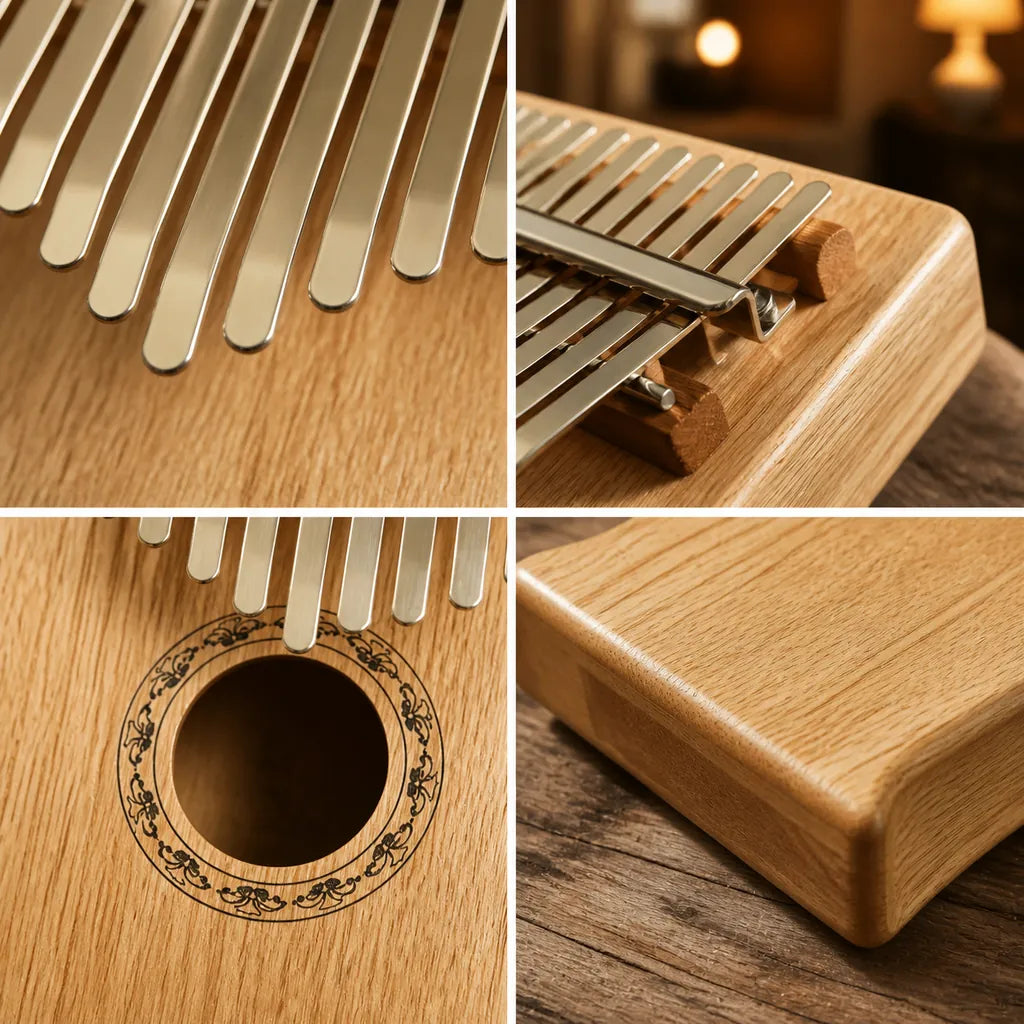 Kalimba 17 Tasten - Mahagoni, mit Resonanzkammer - 04 Details