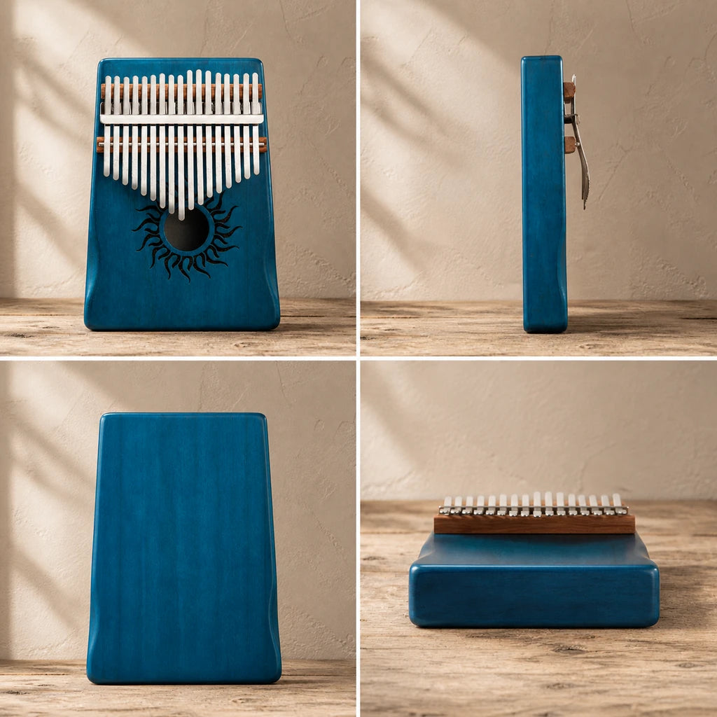 Kalimba 17 Tasten - Ahornholz, Diatonisch - 03 technische Ansichten