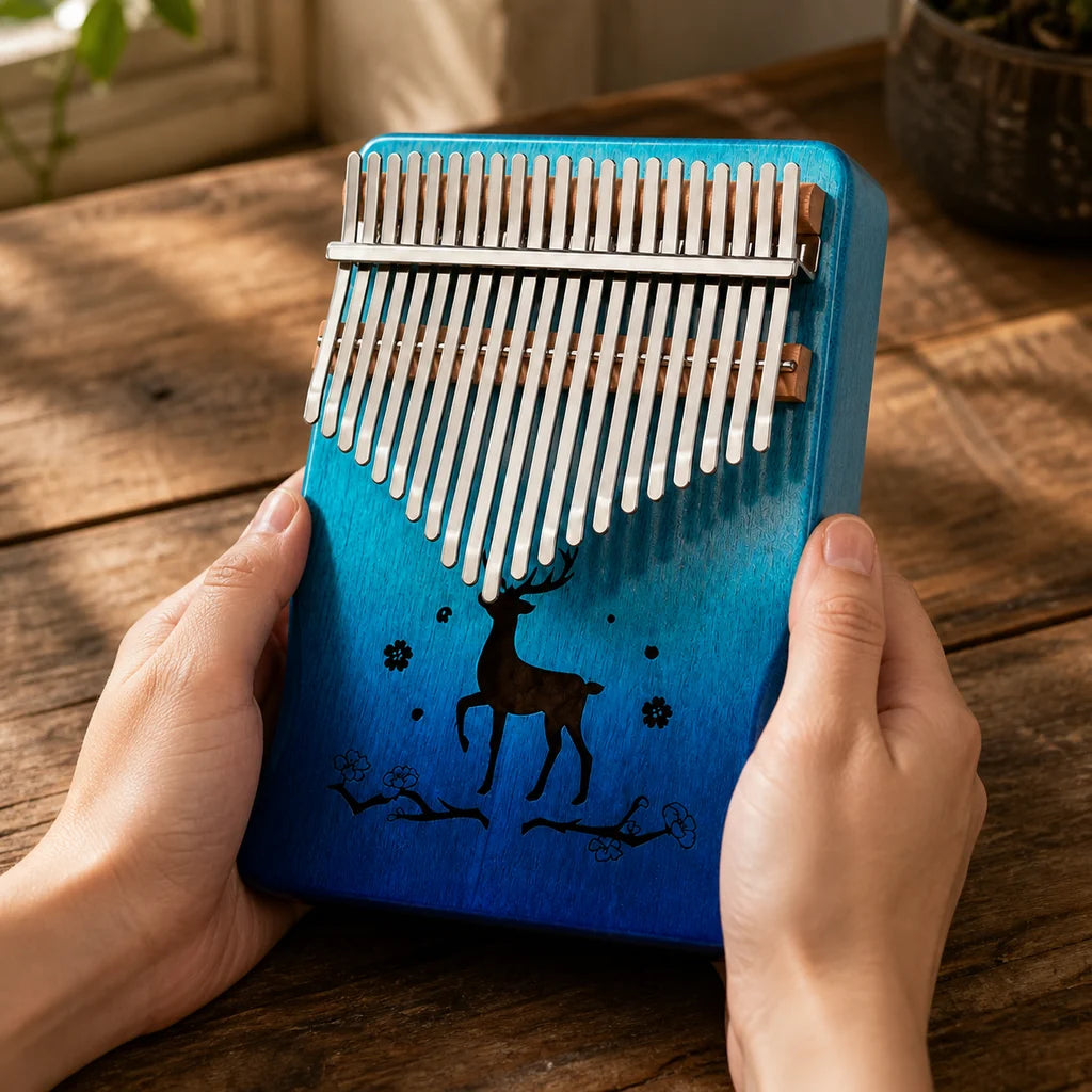 Kalimba 21 Tasten - Mahagoni Deluxe - 02 Anwendung