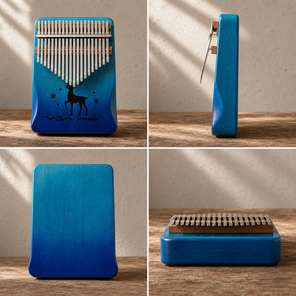 Kalimba 21 Tasten - Mahagoni Deluxe - 03 technische Ansichten