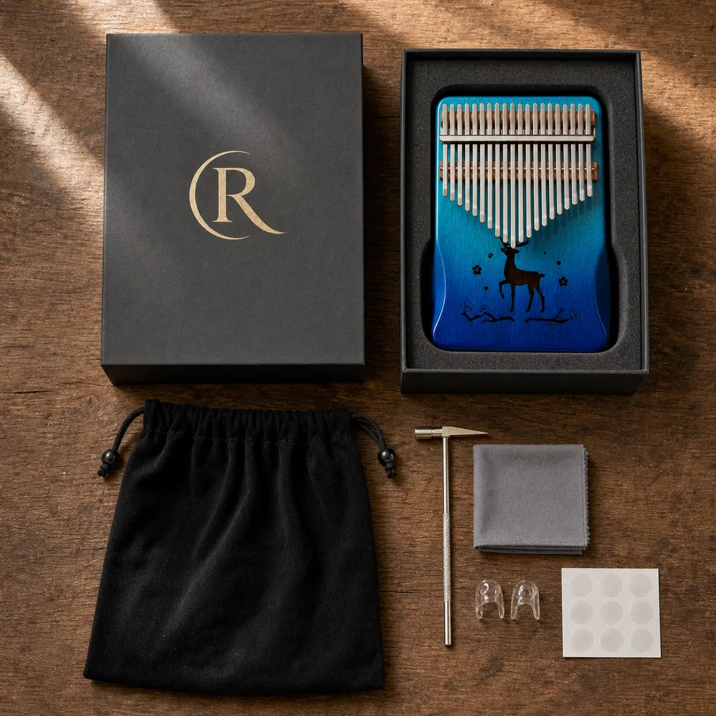 Kalimba 21 Tasten - Mahagoni Deluxe - 05 Lieferumfang