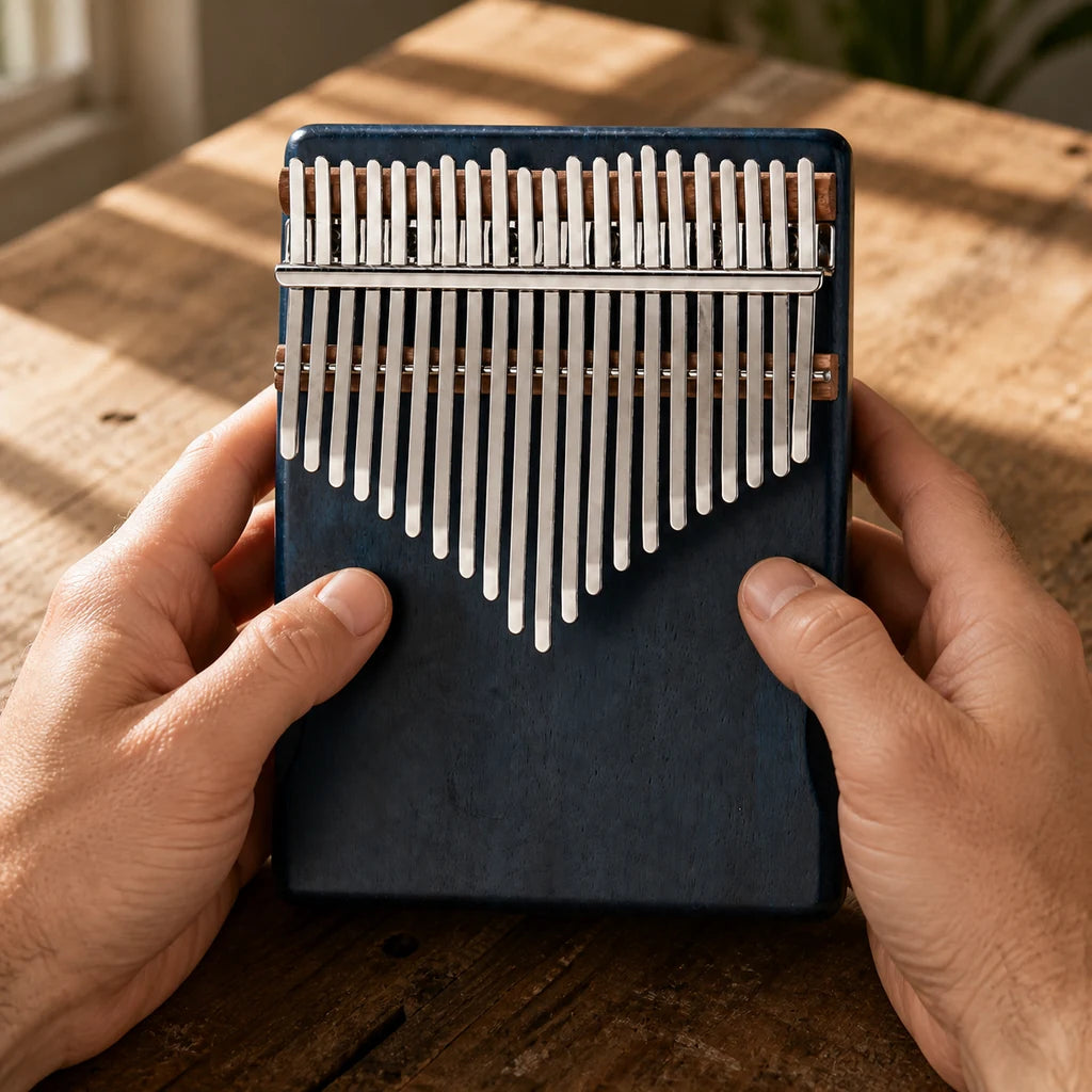 Kalimba 21 Tasten - Mahagoni Standard - 02 Anwendung