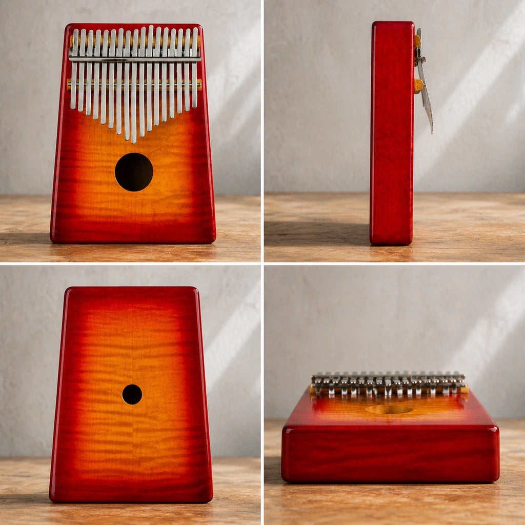 Kalimba 17 Tasten - Ahornholz, C-Dur - 03 technische Ansichten