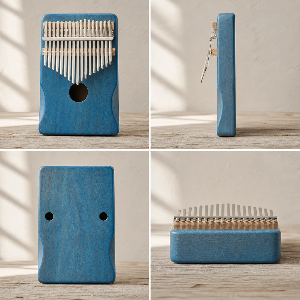Kalimba 17 Tasten - Akazienholz, für Musiktherapie - 03 technische Ansichten