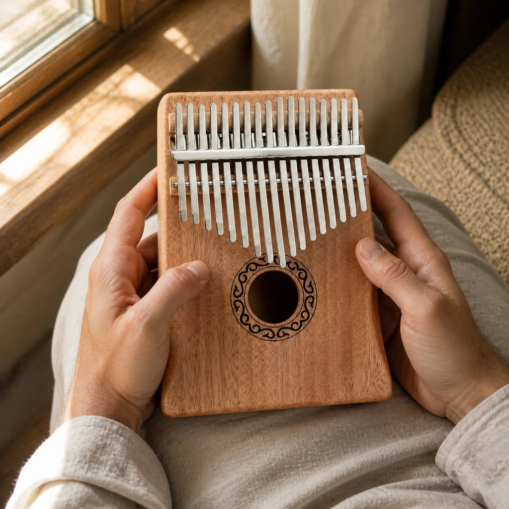 Kalimba 17 Tasten - Mahagoni, für Meditation - 02 Anwendung