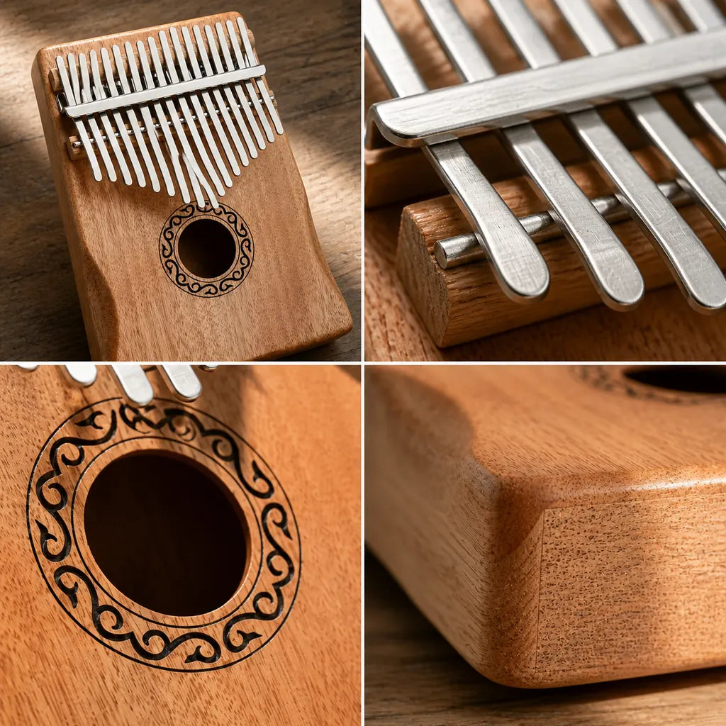 Kalimba 17 Tasten - Mahagoni, für Meditation - 04 Details