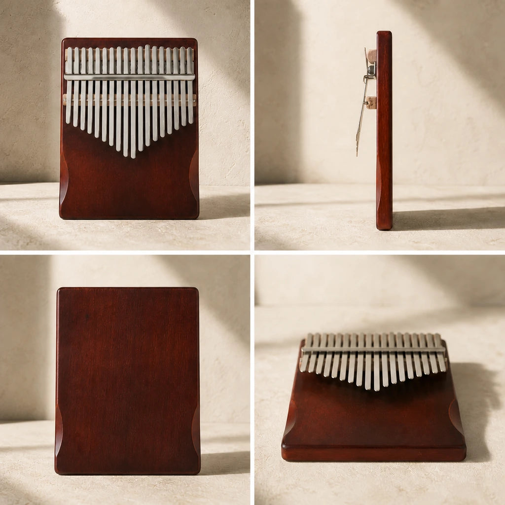 Kalimba 17 Tasten - Flat Design - 03 technische Ansichten