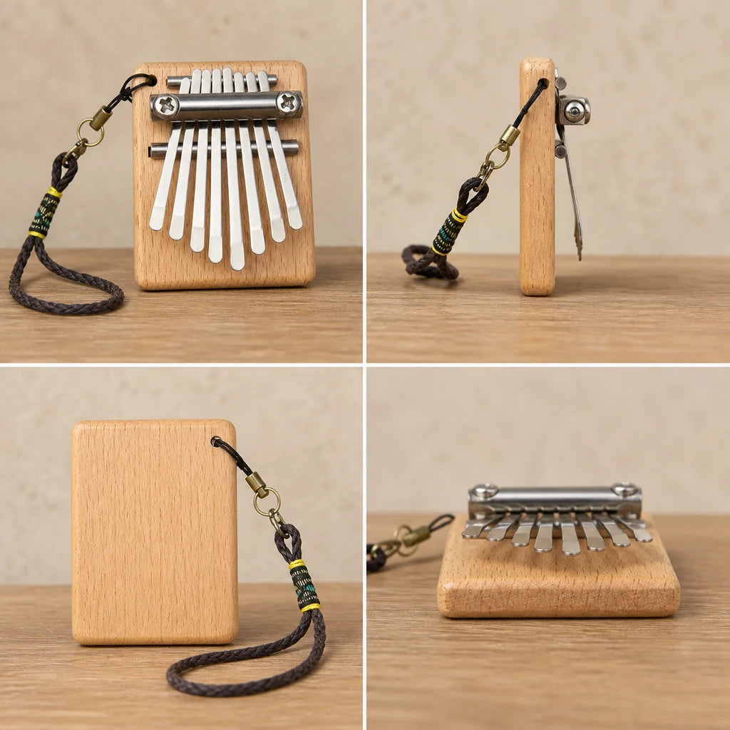 Kalimba 8 Tasten - Walnussholz, Mini - 03 technische Ansichten