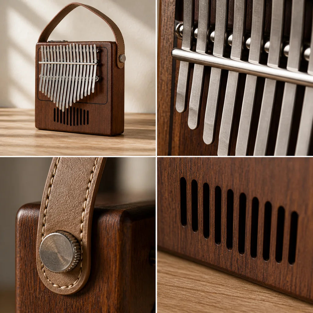Kalimba 17 Tasten - Mahagoni, Sanza Style - 04 Details