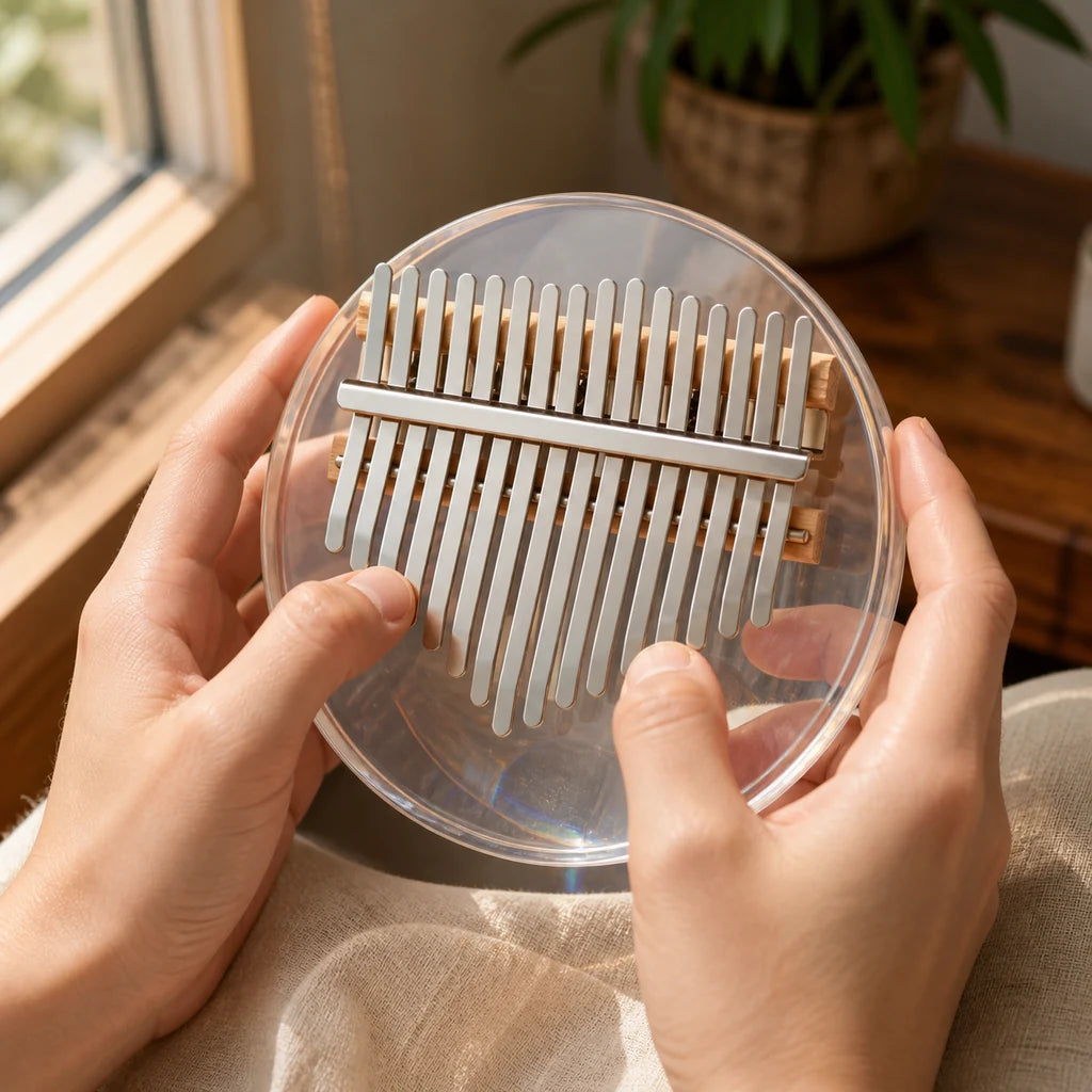 Kalimba 17 Tasten - Acryl, Rund - 02 Anwendung