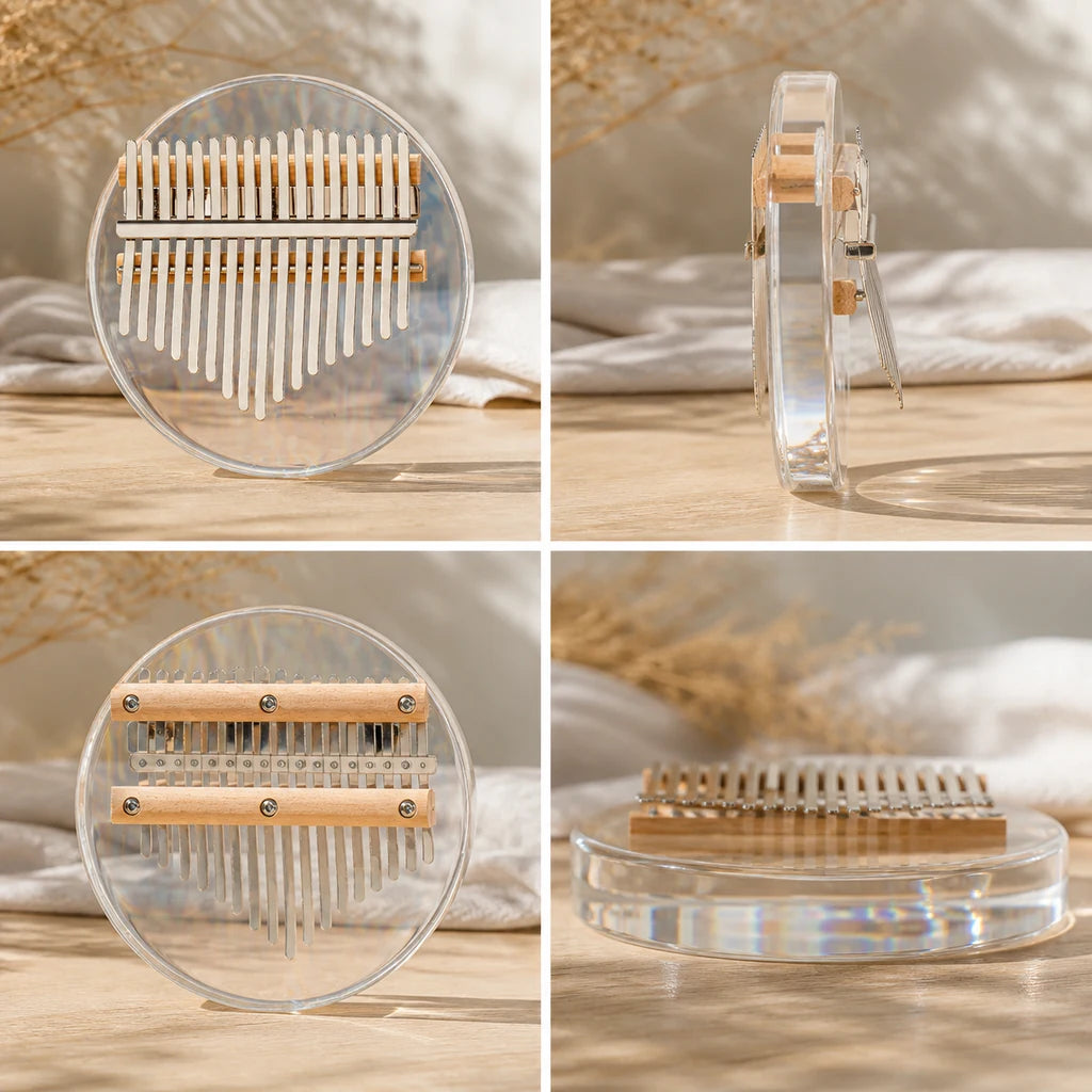 Kalimba 17 Tasten - Acryl, Rund - 03 technische Ansichten