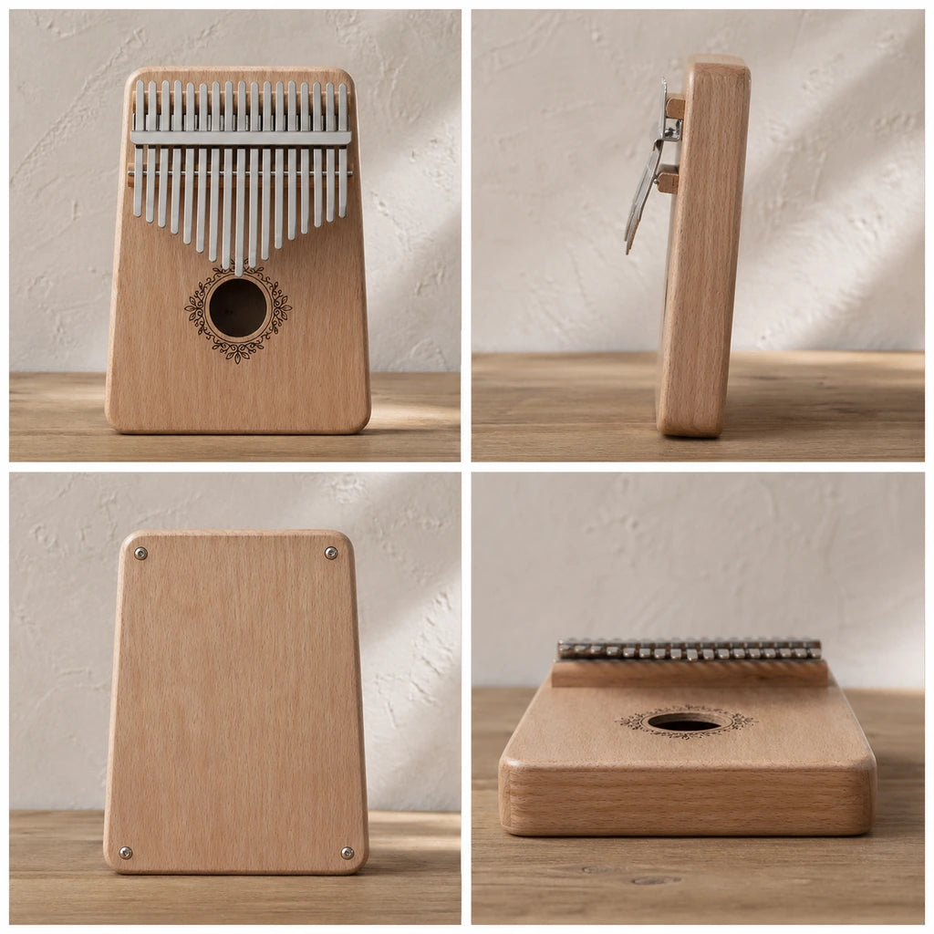 Kalimba 17 Tasten - Mahagoni, für Entspannung - 03 technische Ansichten