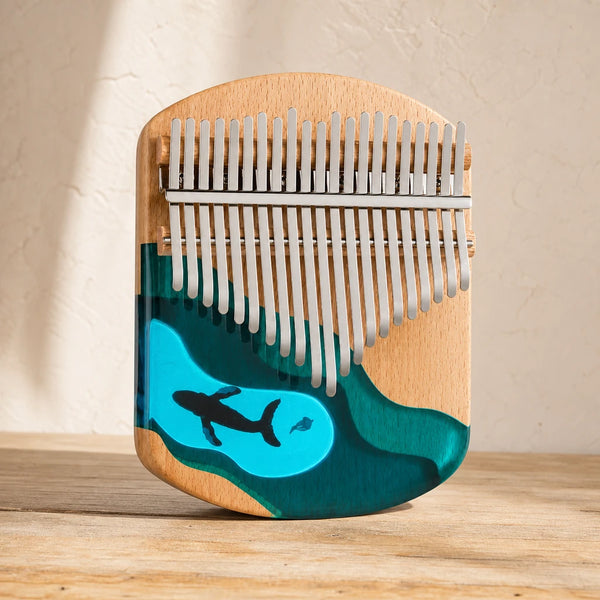 Kalimba 17 Tasten - Ahornholz, Ozean-Design - 01 Hauptansicht