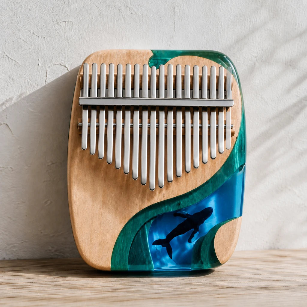 Kalimba 17 Tasten - Ahornholz, Ozean-Design - Variante 2 - Hauptansicht