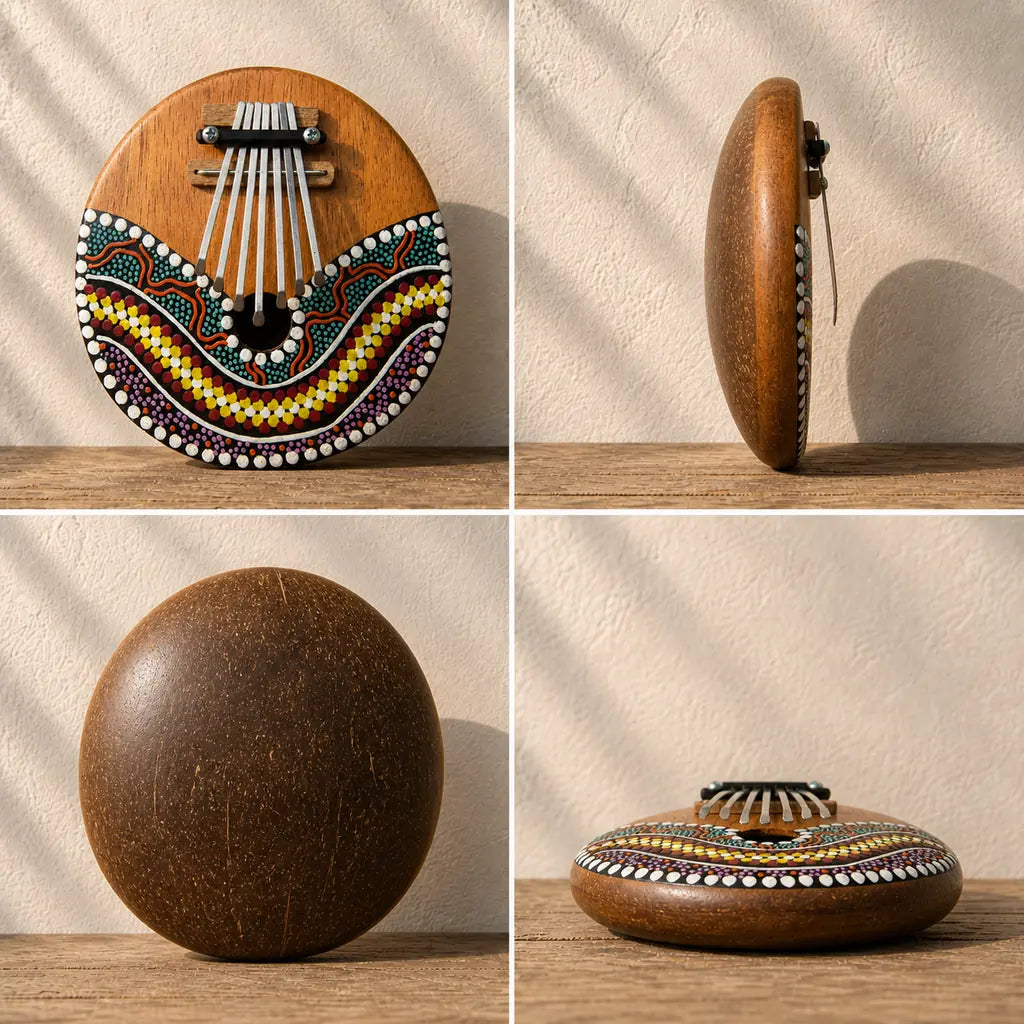 Kalimba 7 Tasten - Kokosnuss - 03 technische Ansichten