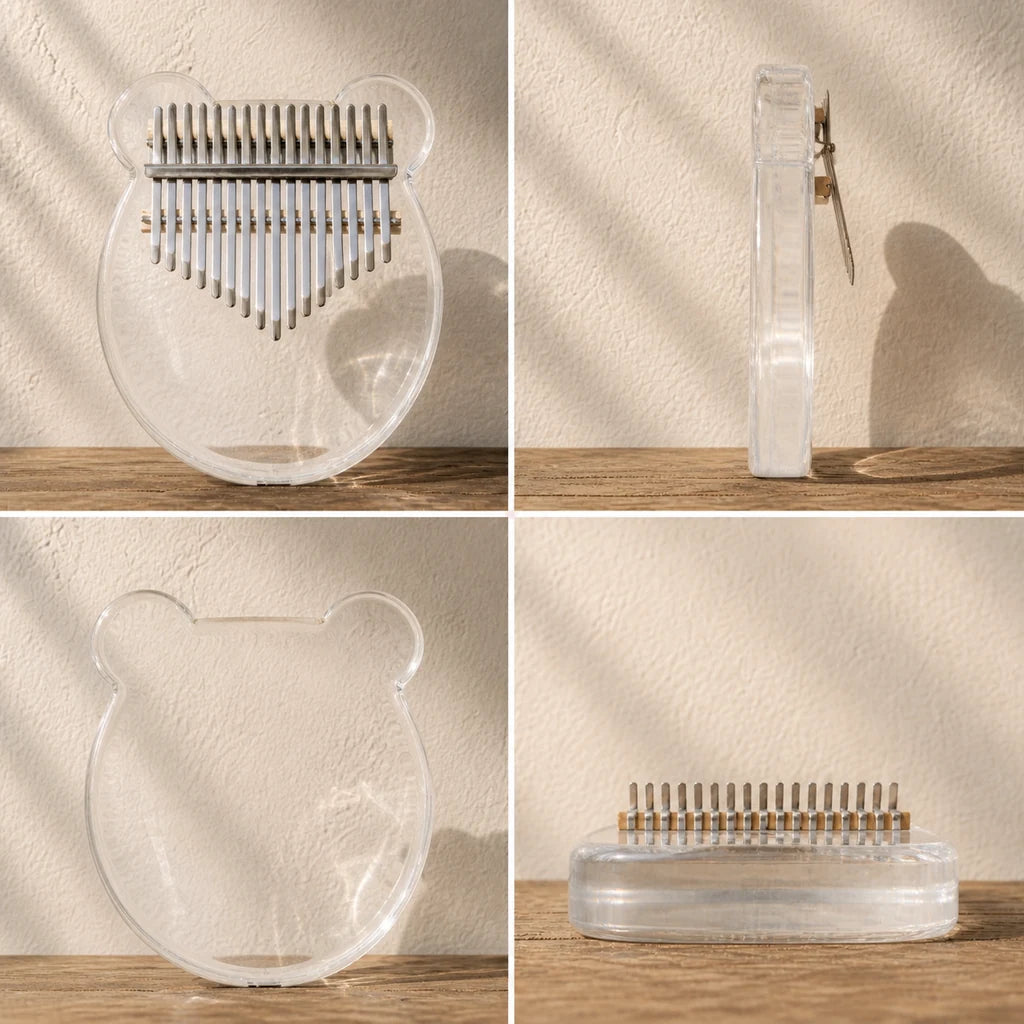 Kalimba 17 Tasten - Acryl, Transluzent - 03 technische Ansichten