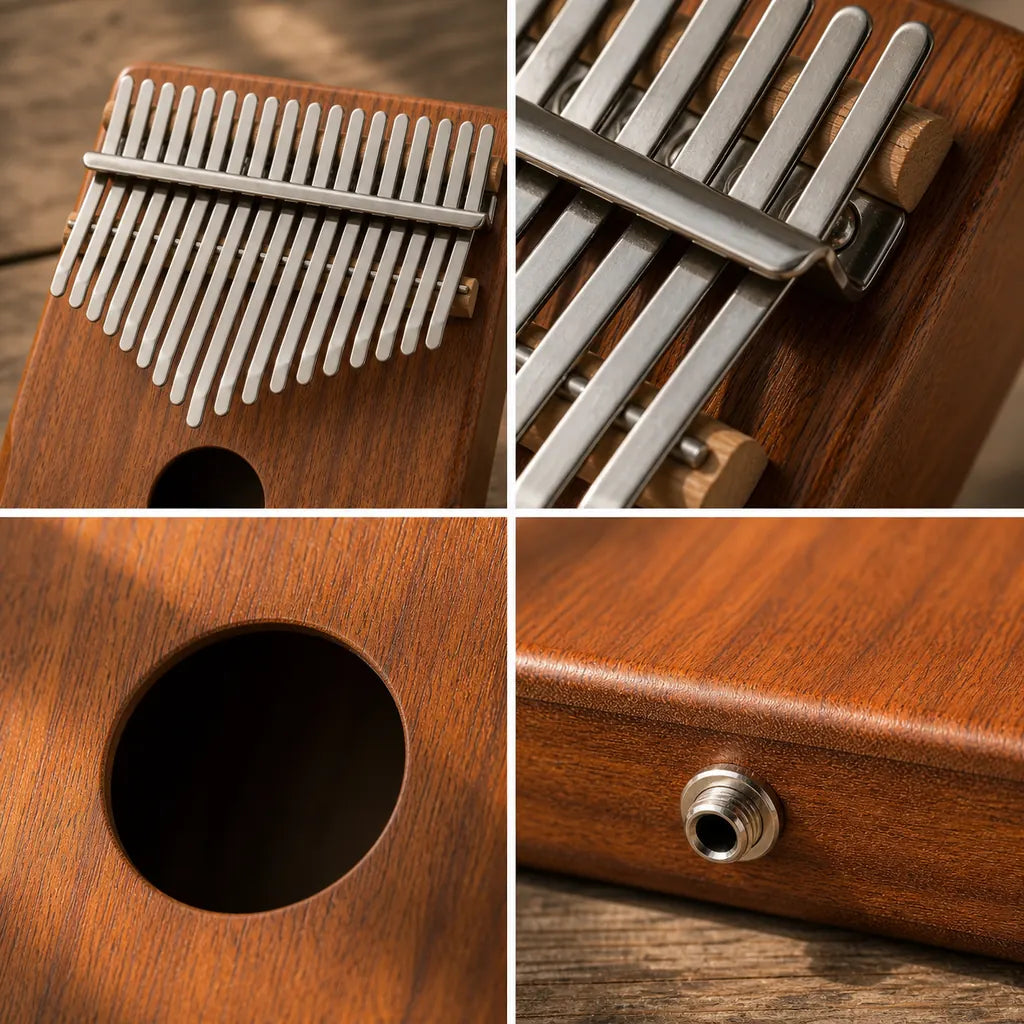 Kalimba 17 Tasten - Akazienholz, mit Tonabnehmer - 04 Details