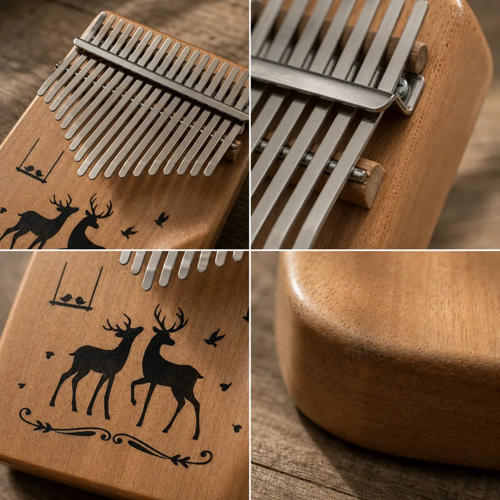 Kalimba 17 Tasten - Mahagoni, in 4 Farben - 04 Details