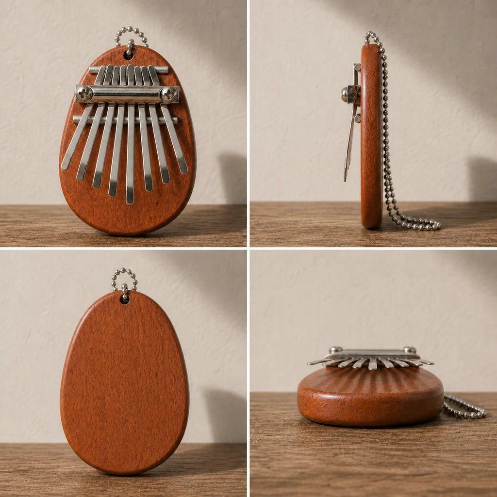Kalimba 8 Tasten - Mahagoni, Pentatonisch Klassik - 03 technische Ansichten