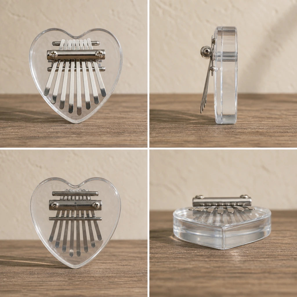 Kalimba 8 Tasten - Acryl, für Einsteiger - 03 technische Ansichten