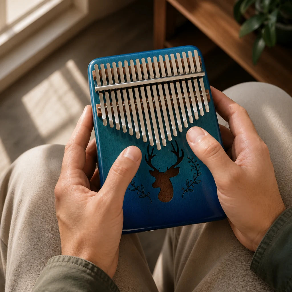 Kalimba 17 Tasten - Mahagoni Premium - 02 Anwendung