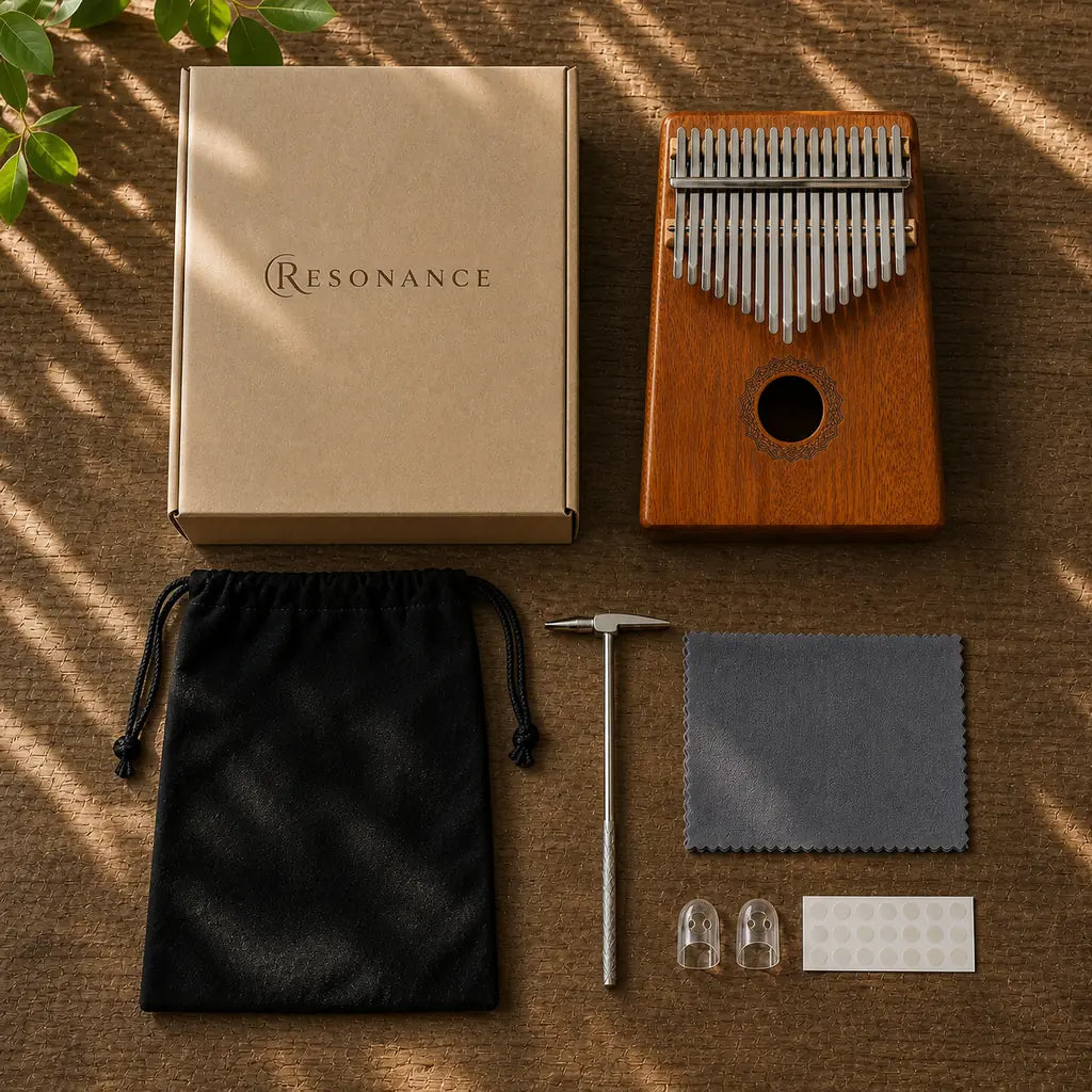 Kalimba 17 Tasten - Mahagoni, Klassik Edition - Holz - Lieferumfang