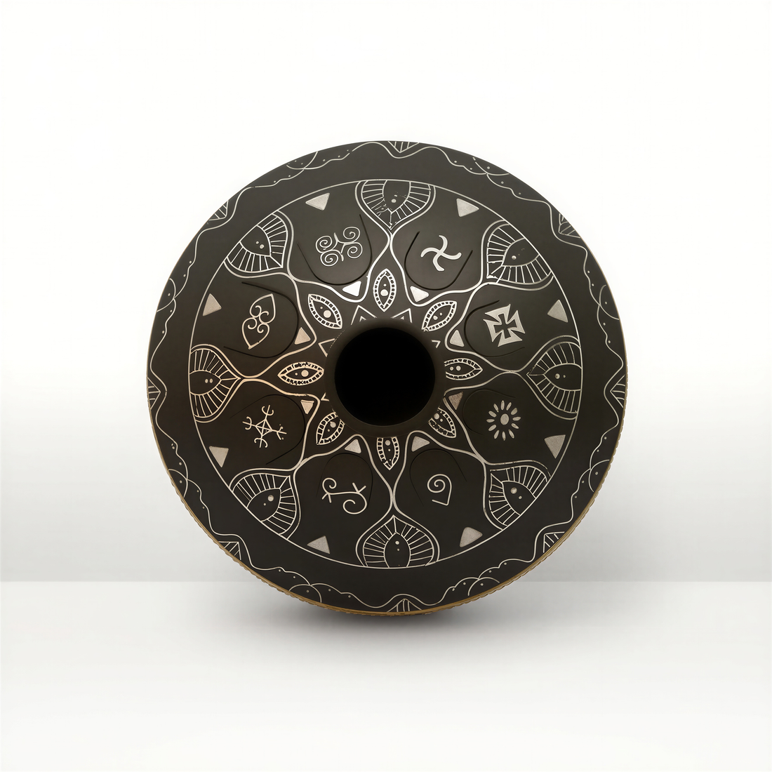 Tongue drum noir 8 notes acier – Resonance Handpan
