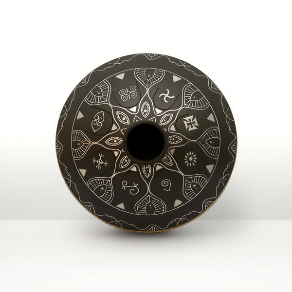 Tongue drum noir 8 notes acier – Resonance Handpan