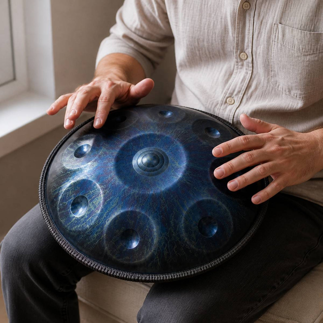 Handpan Stars D-Moll 10 Noten – Blau