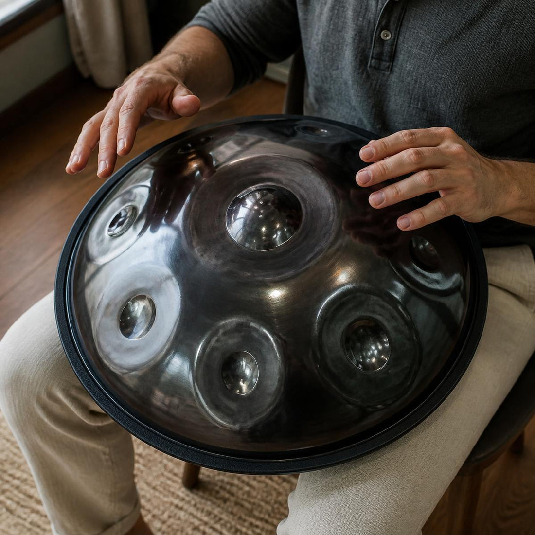 Handpan Black Knight Kurd oder Keltisch D-Moll 10 Noten – handgestimmt