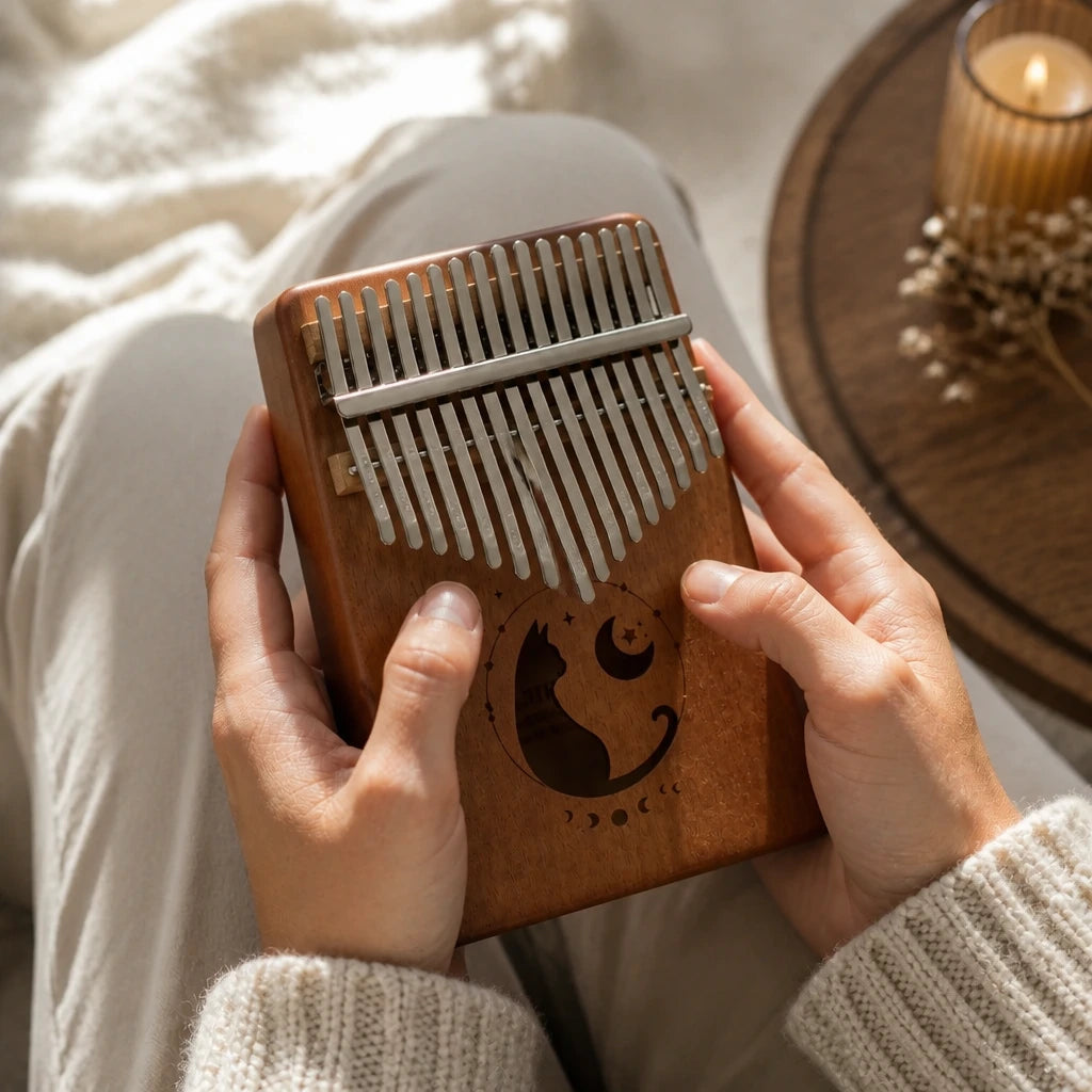 Kalimba 17 Noten Mahagoni massiv – Metall-Lamellen