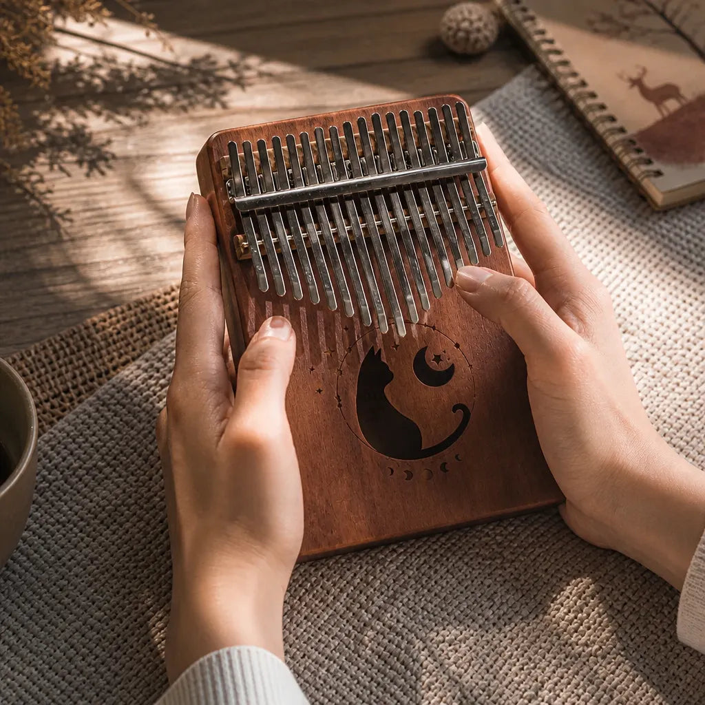 Kalimba 17 Noten Mahagoni massiv – Metall-Lamellen