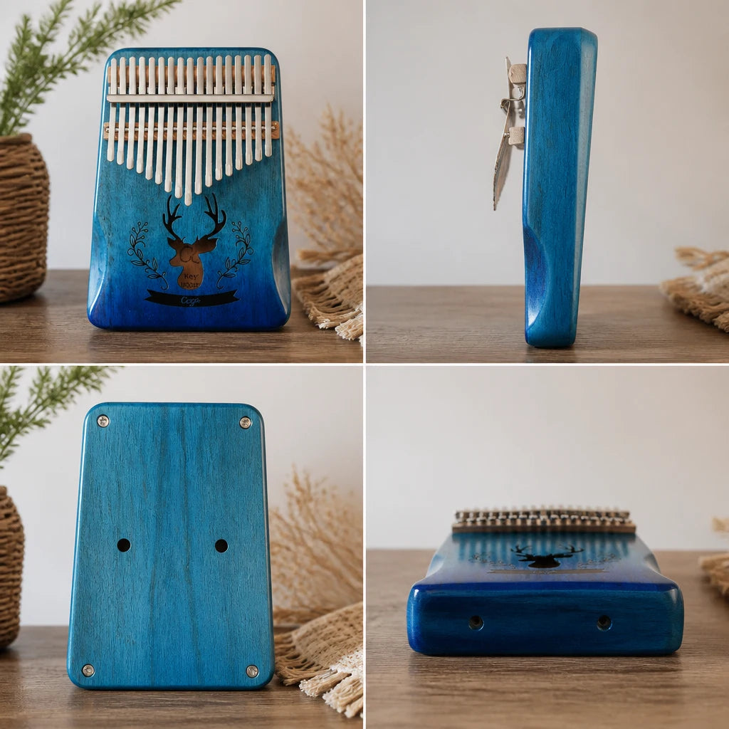 Kalimba 17 Tasten - Mahagoni, Rentier-Design - Bild 3 von 5