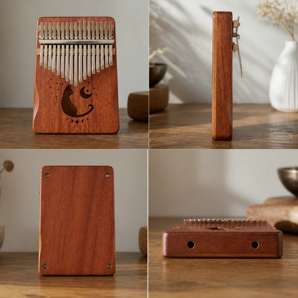 Kalimba 17 Noten Mahagoni massiv – Metall-Lamellen